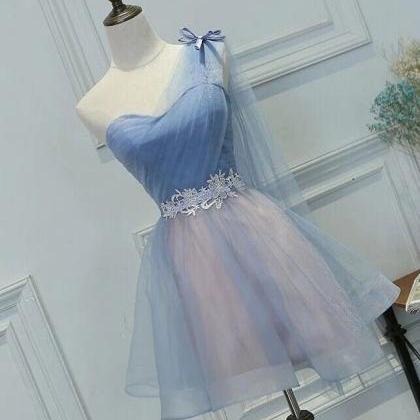 One Shoulder Tulle Sweetheart Party Dress, Short..