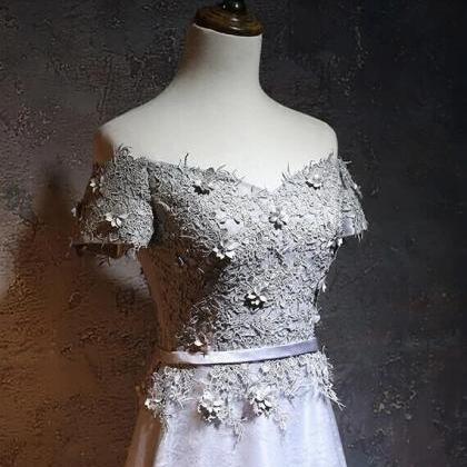 Lace A-line Long Bridesmaid Dress, Party Dress