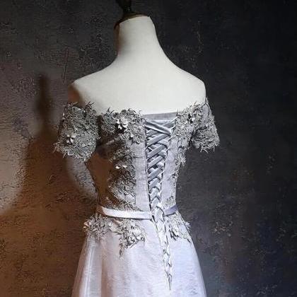 Lace A-line Long Bridesmaid Dress, Party Dress
