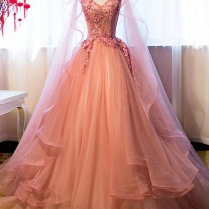 Tulle Sweet 16 Party Dress With Lace Applique,..