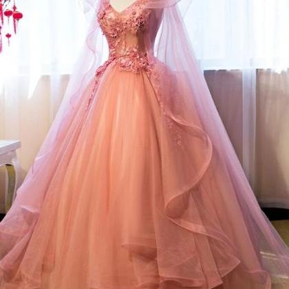 Tulle Sweet 16 Party Dress With Lace Applique,..