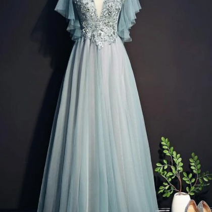 Beautiful Tulle Long Party Gown, Tulle Formal..