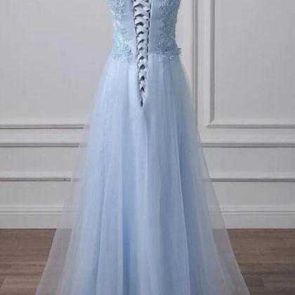 Beautiful Off Shoulder Tulle With Lace, Lon Prom..