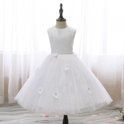 Flower Girl Dress,children Lace Dress 3d Appliqued..