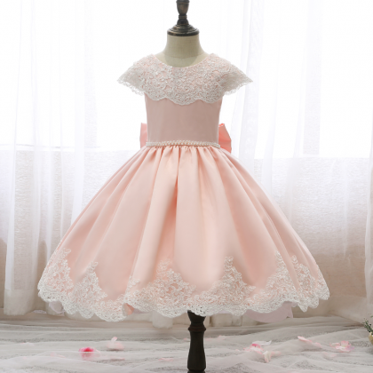 Flower Girl Dress, Retro Embroidery Elegant Lace..