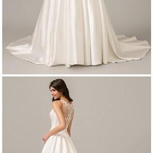 Wedding Dress Satin Wedding Gowns Elegant Bride..