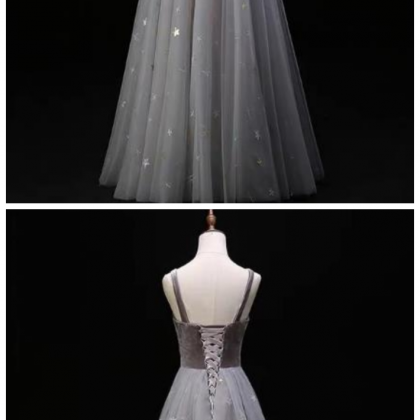 Elegant Straps V-neckline Prom Dress, Tulle With..