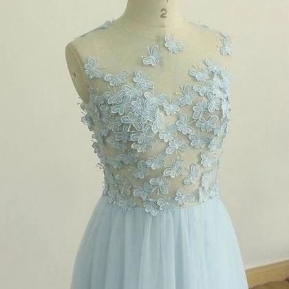 Long Prom Dress With Butterfly, Baby Lace Formal..