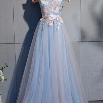 Tulle Strapless Custom Size Long A Line Prom Dress..