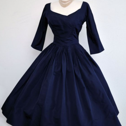 Blue Prom Dress,middle Sleeve Prom Dress,a Line..