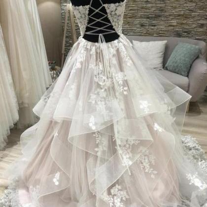 Cute Lace Long A Line Ball Gown Dress Formal Dress