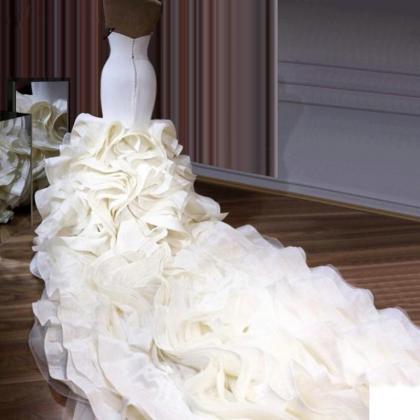 Ivory Cascading Ruffles Wedding Gowns 2021..