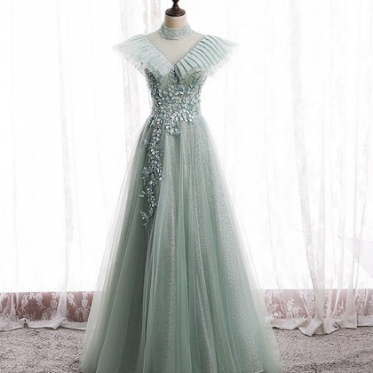 Elegant Prom Dress Embroidered With Flowers And..