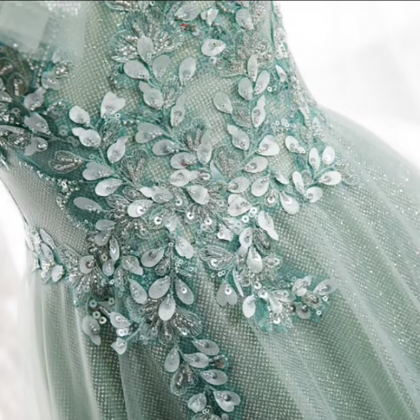 Elegant Prom Dress Embroidered With Flowers And..