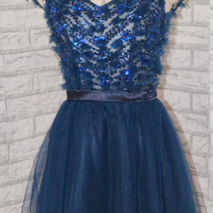 Sweetheart Short Navy Blue Prom Dress Lovely Prom..
