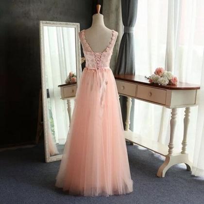 Pink Prom Dress,long Prom Dresses,tulle Evening..