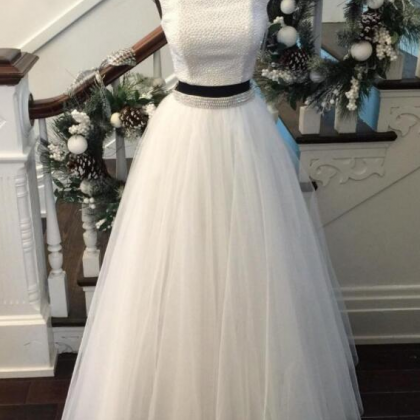White Two-piece Prom Dress,tulle Prom Dress,sexy..