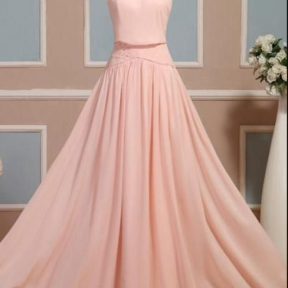 Pink Chiffon Prom Dress,halter Evening..