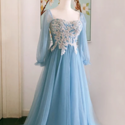 Prom Dresses Tulle Bridesmaid Dress With Long Sleeves,sweetheart Tulle ...