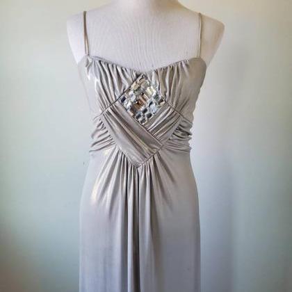 1980s Gown Silver Vintage 80s Jessica Mcclintock..