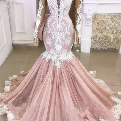 Black Pink Flower Mermaid Ruffled Long Plus Size Prom Dress with Lace Up Back