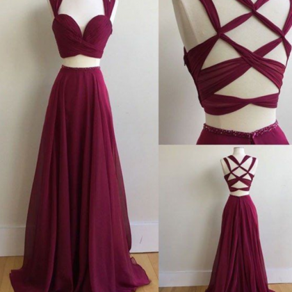 Gorgeous 2 Pieces Prom Dresses Long Sexy Evening..