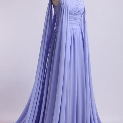 High Neck Pleated Bodice Prom Dresses A-line..