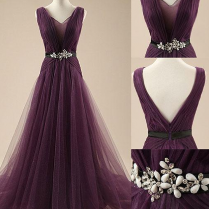 Tulle Purple Elegant Evening Party Dresses,..