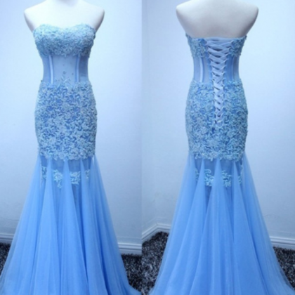 Real Made Mermaid Sexy Appliques Prom Dresses,long..