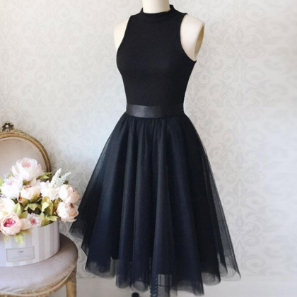 Homecoming Dresses Black Tulle Simple Short Prom..