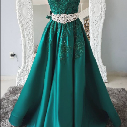 Gorgeous Dark Green Lace Off Shoulder Prom..
