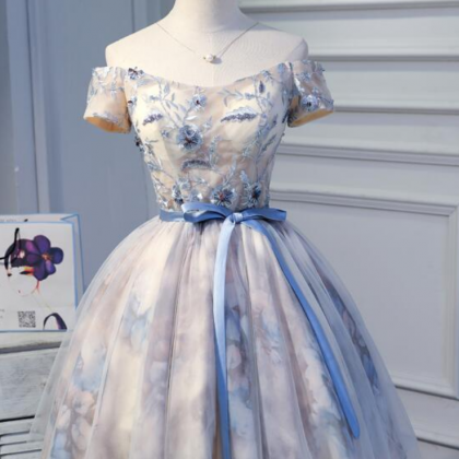 Homecoming Dresses Tulle With Floral Lace..