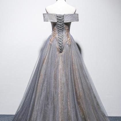 High-end Gray Strapless Slim Dress