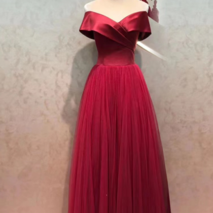 Off Shoulder Party Dress, Red Prom Dress,formal..
