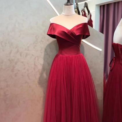 Off Shoulder Party Dress, Red Prom Dress,formal..