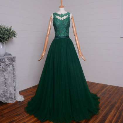 Green Prom Dresses, Lace Prom Dress..