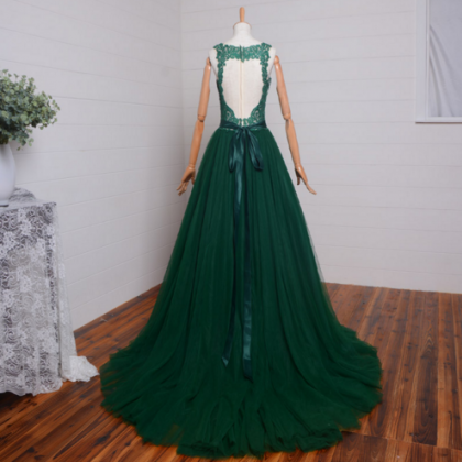 Green Prom Dresses, Lace Prom Dress..