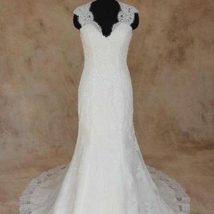 Beaded Lace Wedding Dress Sweetheart Sleeveless..