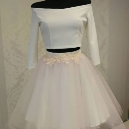 White two pieces short prom dress, ..