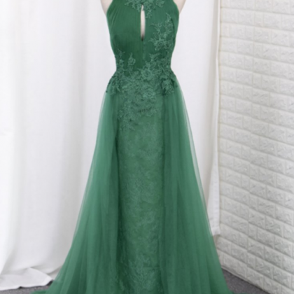 Prom Dresses Scoop Lace & Tulle With..