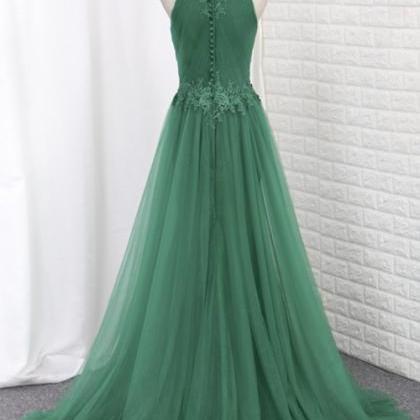 Prom Dresses Scoop Lace & Tulle With..