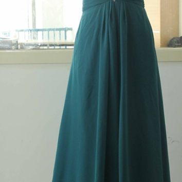 Dark Green Crystal Sequins Chiffon Party Dress..