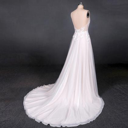 Spaghetti Strap Wedding Dress,lace Bridal..