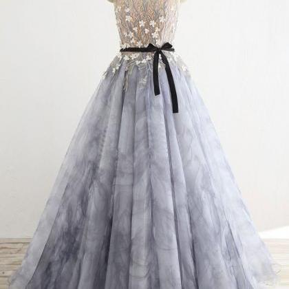 A-line Lace Long Prom Dress
