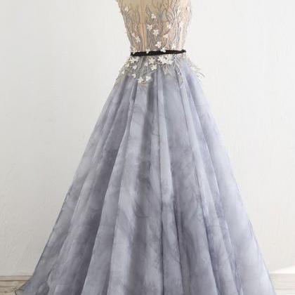 A-line Lace Long Prom Dress