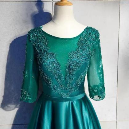 Green Party Dress,o-neck Formal Prom Dress With..