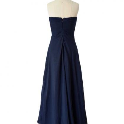 Sweetheart A-Line Ruched Chiffon Dress Ocean Blue