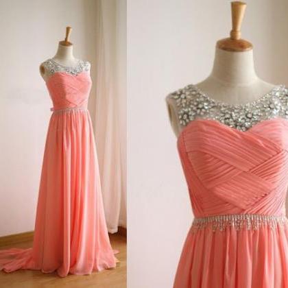 Coral Prom Dresses,fitted Evening Gowns,sexy..