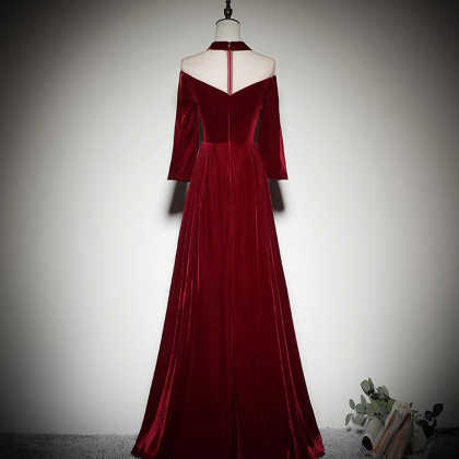 Prom Dresses,long Sleeves Round Neckline Party..