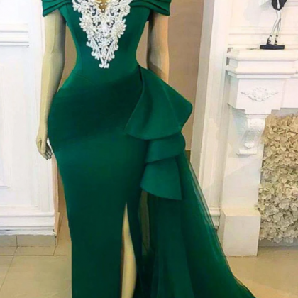 Emerald Green Wedding Reception Dress, African..